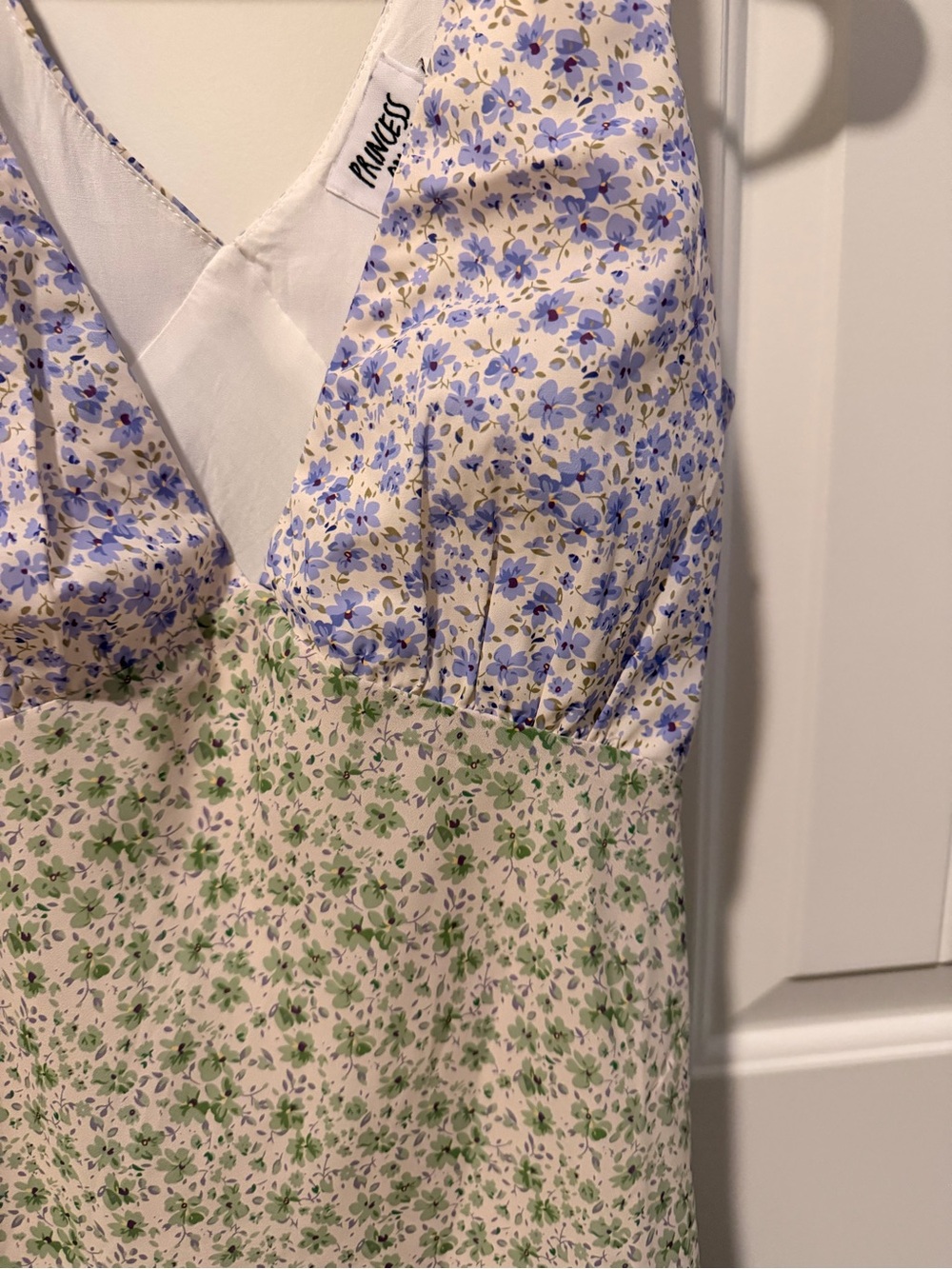 Princess Polly Blue and Green Floral V-Neck Mini Dress - Picture 2 of 4